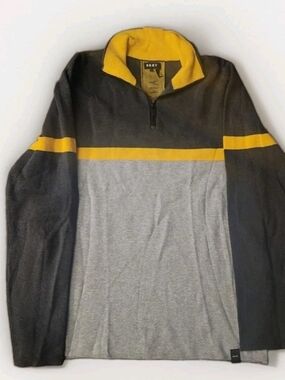 DKNY Men's Jet Heather 1/4 Zip Pullover Sweater Size XL